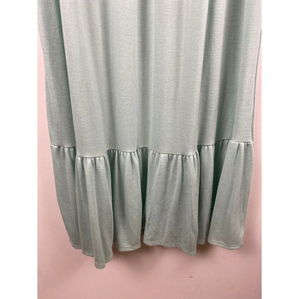 See You Monday Sage Green Ribbed Maxi Dress Flutter Sleeve V-Neck‎ XL NWT